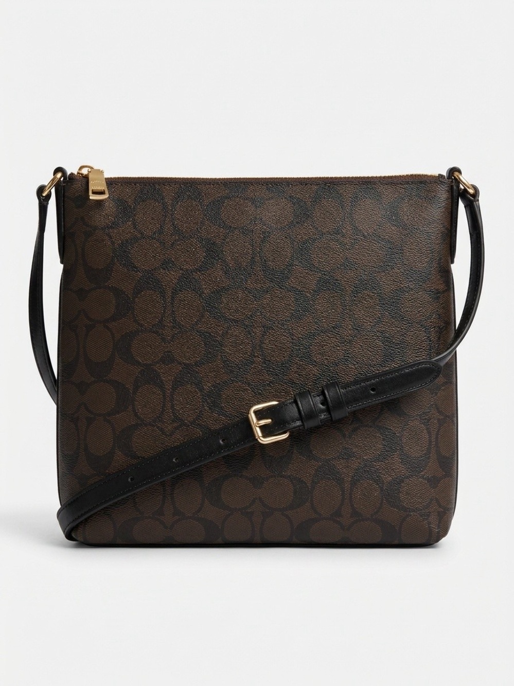 Coach Brown Signature Crossbody with Black Strap and Gold Hardware - Picture 2 of 3